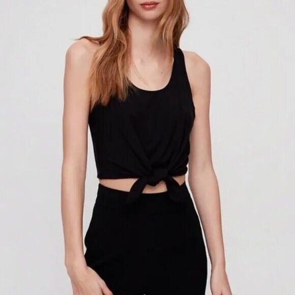 Aritzia Babaton Women's Jeronimo Black Tie Front Knot Tank, Size S - Picture 1 of 9